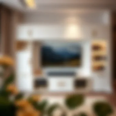 Luxury Meets Functionality in Interior Design Luxurious white TV unit with integrated storage solutions