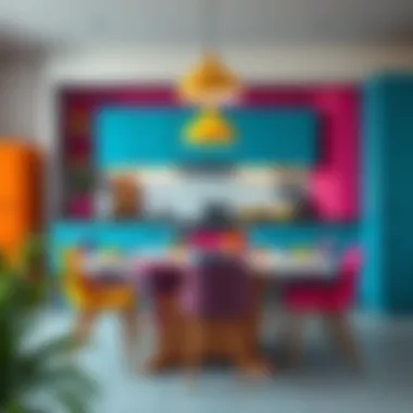 Vibrant Contemporary Kitchen Table Setup Stylish kitchen table pairing with vibrant color scheme