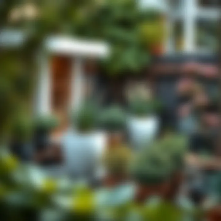 A beautifully arranged outdoor garden featuring 25 lt pots