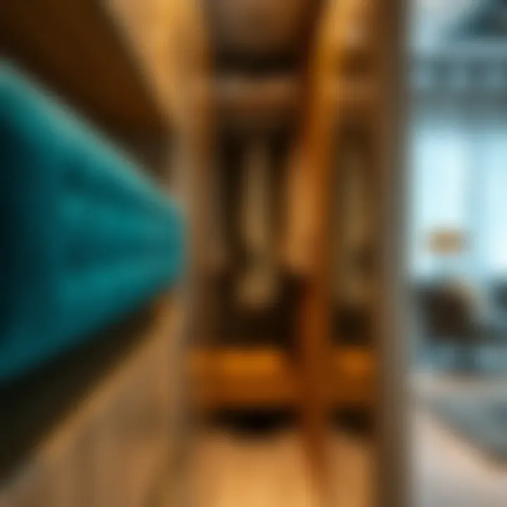 Close-up of luxurious materials used in wardrobe construction.