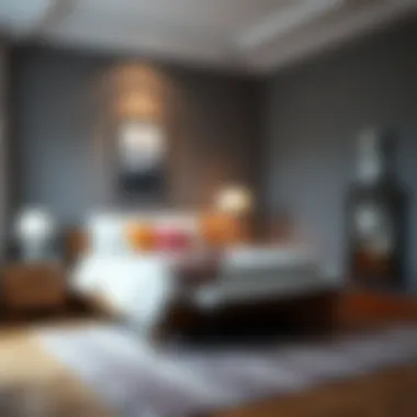 Chic Bedroom with 6 m2 Rug Chic bedroom design incorporating a 6 m2 rug for warmth and style