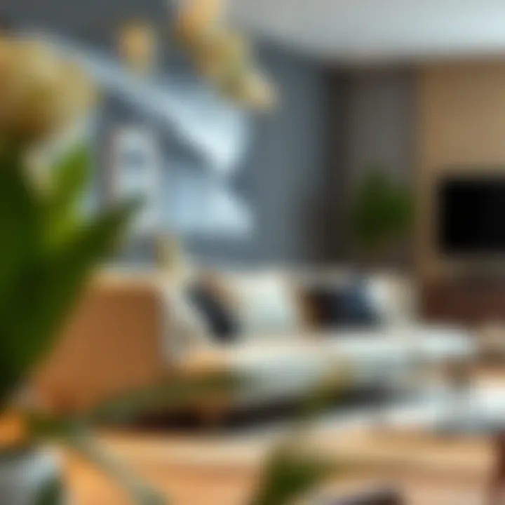 Harmonious Integration of the Sofa in Modern Decor Stylish wooden arm sofa complementing modern interior decor