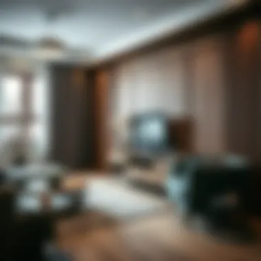 Living Room Decor with Wooden TV Stand Stylishly arranged living room featuring a wooden TV stand