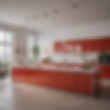 Spacious kitchen layout featuring acrylic cabinets