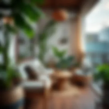 Cozy Balcony Design Cozy balcony design with plants and comfortable furniture