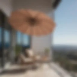 Stylish balcony umbrella providing shade on a sunny day