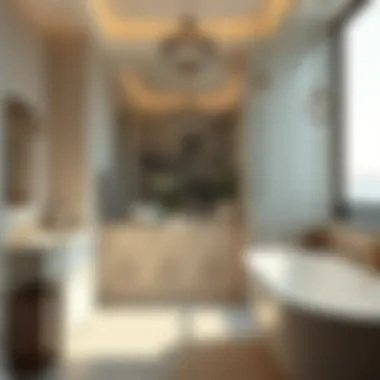 Luxurious Bathroom Atmosphere Luxurious bathroom ambiance created with patterned tiles