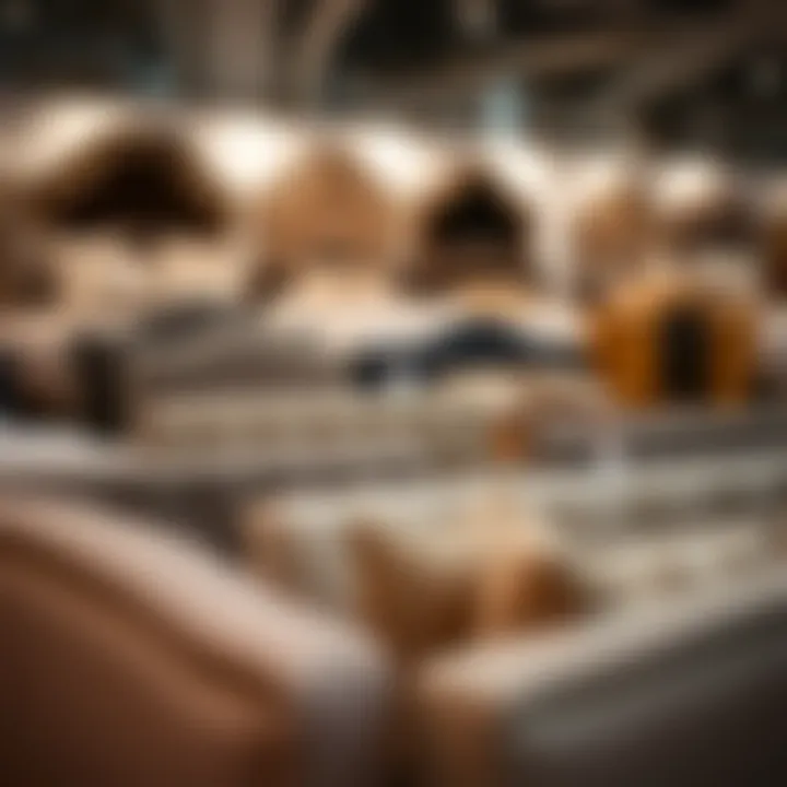 Showroom Display of Bed Headboards Diverse styles of bed headboards in a showroom