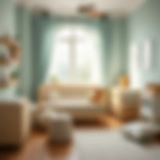 Stylish Pastel Nursery Design A beautifully decorated nursery highlighting pastel colors and playful accents.