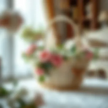 Floral Elegance in Baby Basket Design Elegant baby basket adorned with floral decorations