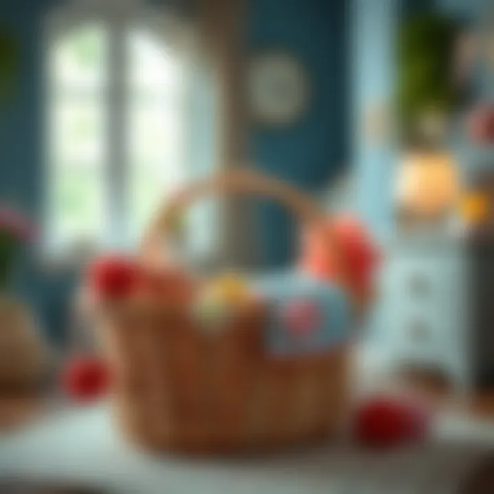 Playful Colors in Whimsical Baby Basket Whimsical baby basket decorated with playful colors