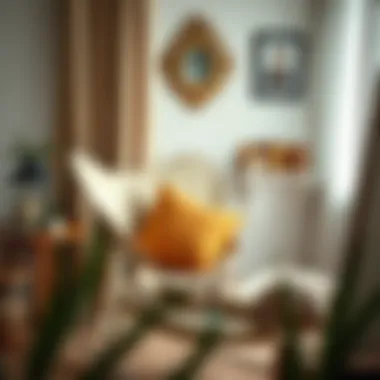 Cozy setup featuring a butterfly rocking chair with decorative pillows