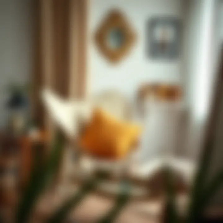 Cozy setup featuring a butterfly rocking chair with decorative pillows