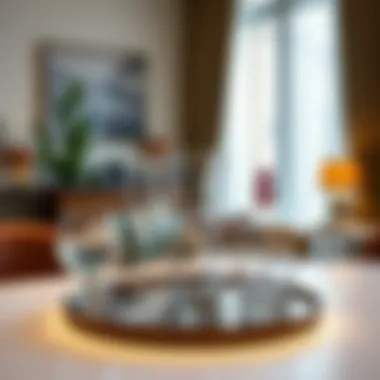 Stylish Glass Arrangement Stylish glass display arrangement in interior design