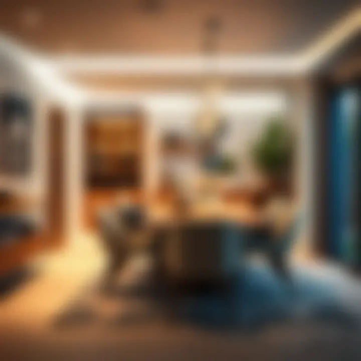 Chic dining area enhanced by decorative light units