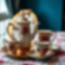 Elegant floral design tea set showcasing intricate patterns
