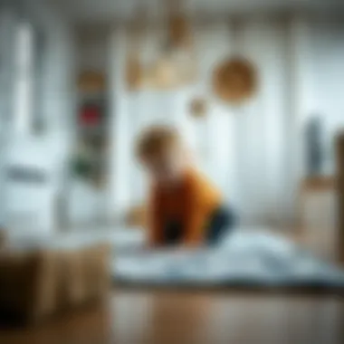 Safe Play Area on a Washable Rug A child playing safely on a washable rug in a cozy room