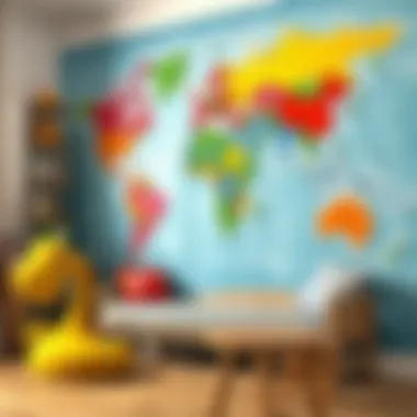Vibrant World Map Mural Colorful world map mural enhancing a child's imagination