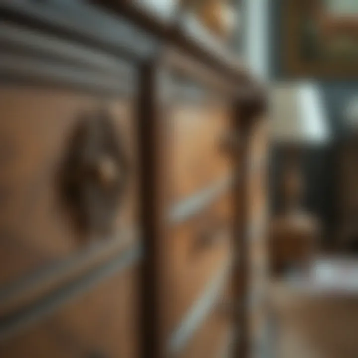Close-up of dresser detailing and craftsmanship