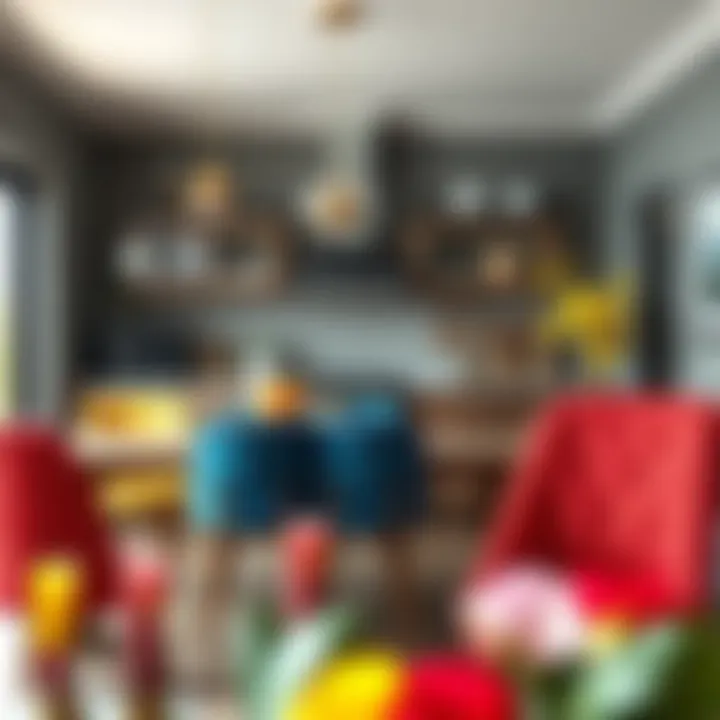 Vibrant Kitchen Seating Colorful upholstered chairs adding vibrancy to a kitchen space