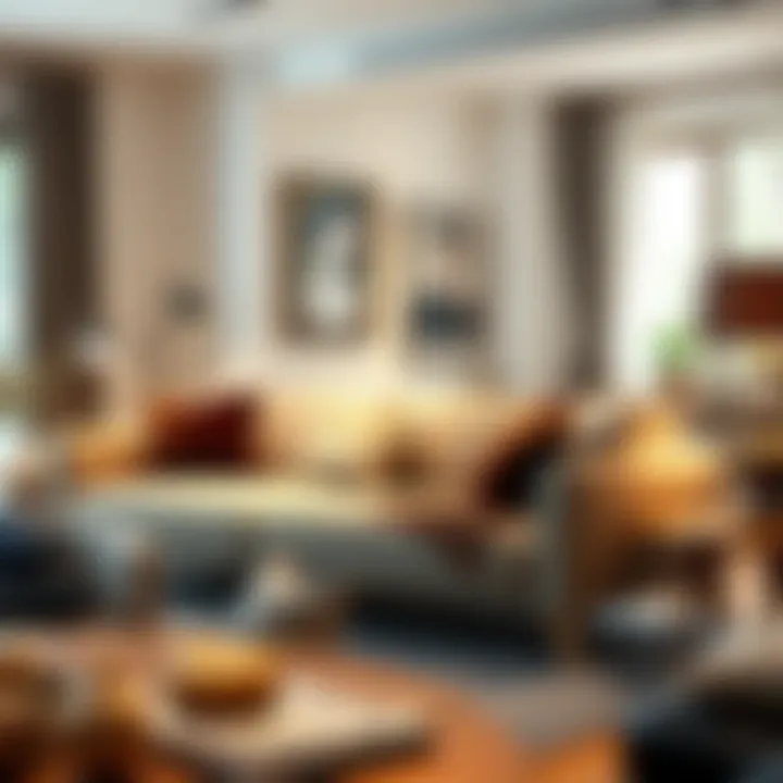 Cozy ambiance created by a triple sofa bed in a well-decorated space