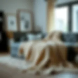 Cozy living room with a stylish blanket