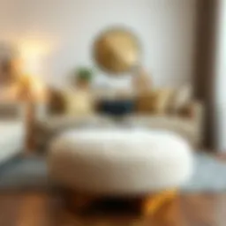 Stylish cross-legged pouf in modern living room setting