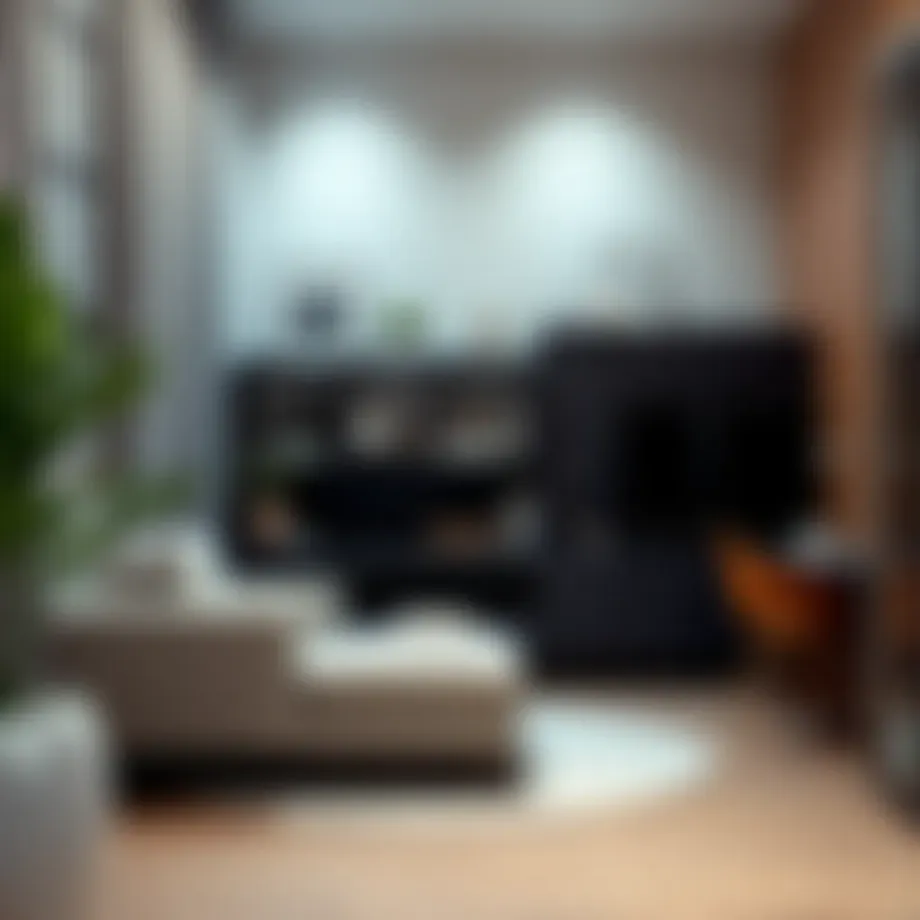 Elegant design for a narrow room with multifunctional furniture