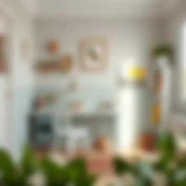 Decorative children's study area with table and chair