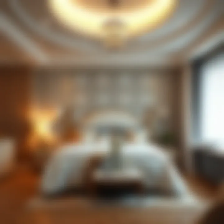 Cozy Bedroom with Beautiful Foam Ceiling A cozy bedroom featuring a beautifully crafted foam ceiling