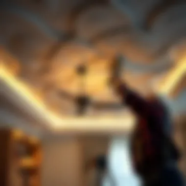 Innovative Installation of Decorative Foam Ceiling Innovative foam ceiling installation process with tools