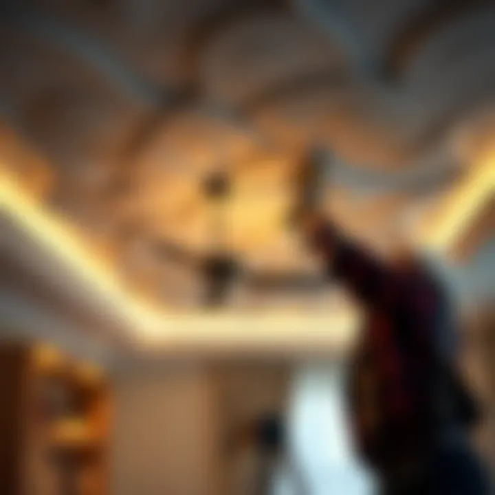 Innovative Installation of Decorative Foam Ceiling Innovative foam ceiling installation process with tools