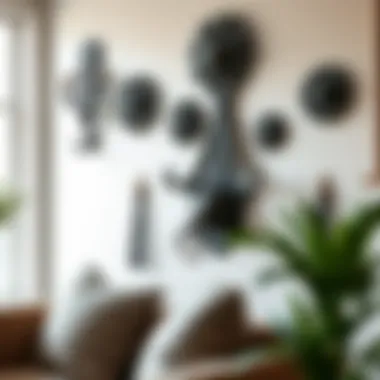 Artistic Arrangement of Wall Hooks in Home Artistic arrangement of decorative wall hooks in a home setting