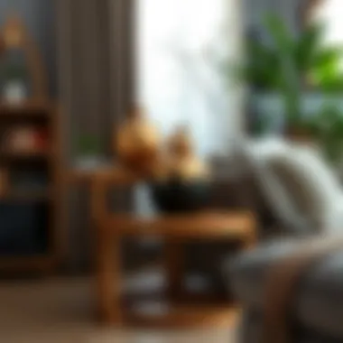 Decorative Wooden Side Table A beautifully designed wooden side table with decorative items on top