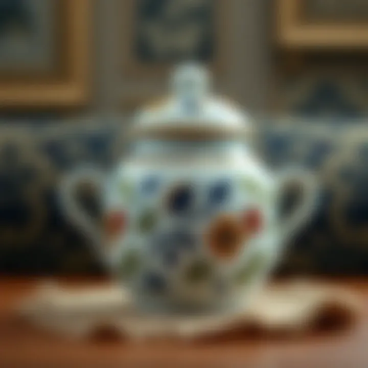 Traditional ceramic sugar holder with floral patterns