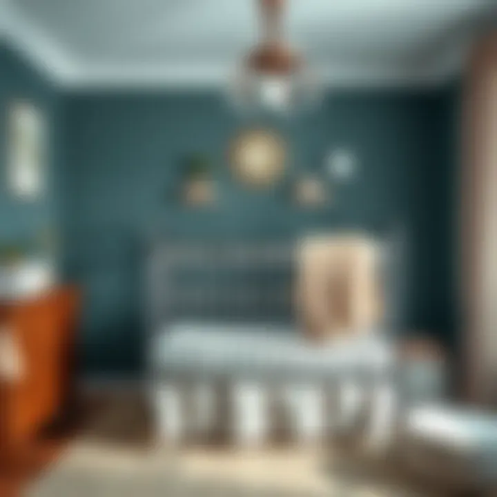 Safety features of an iron baby crib highlighted in a nursery