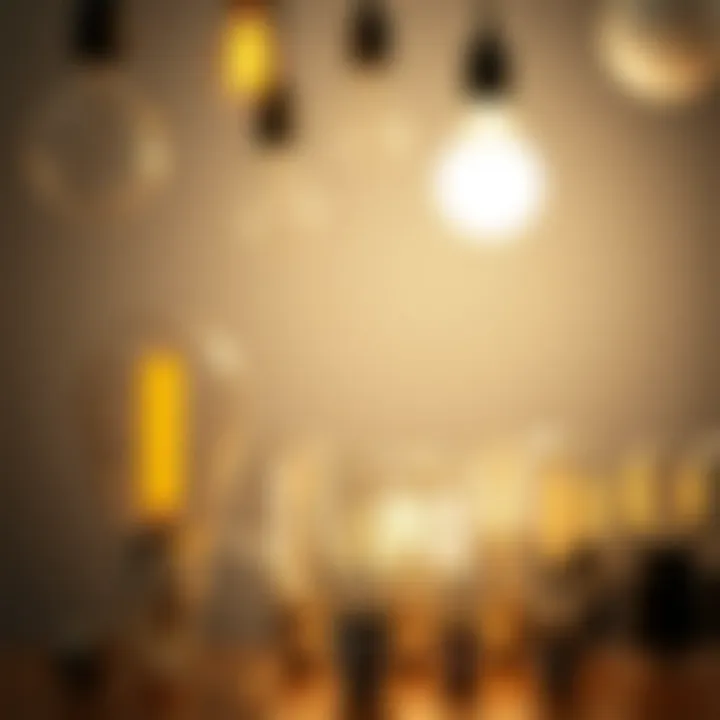 Various types of LED bulbs arranged aesthetically