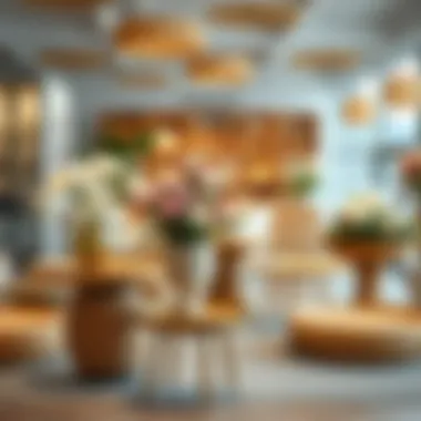 Variety of Flower Basket Table Designs Diverse designs of flower basket tables displayed in a showroom