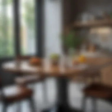 Close-up of unique design details on a kitchen table that enhance visual appeal