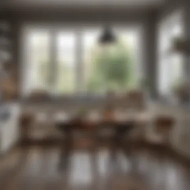 An inviting kitchen scene featuring a beautifully set dining table