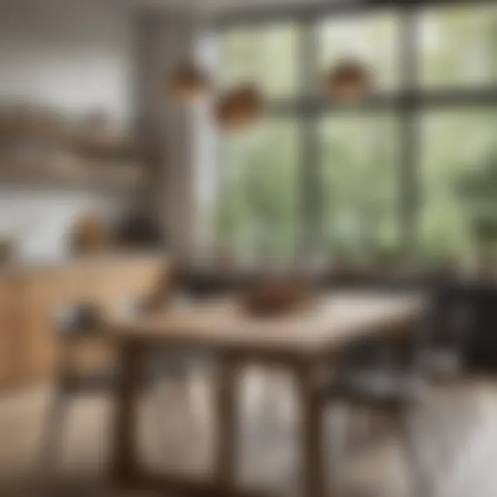 A stylish wooden kitchen table that combines modern aesthetics with practicality