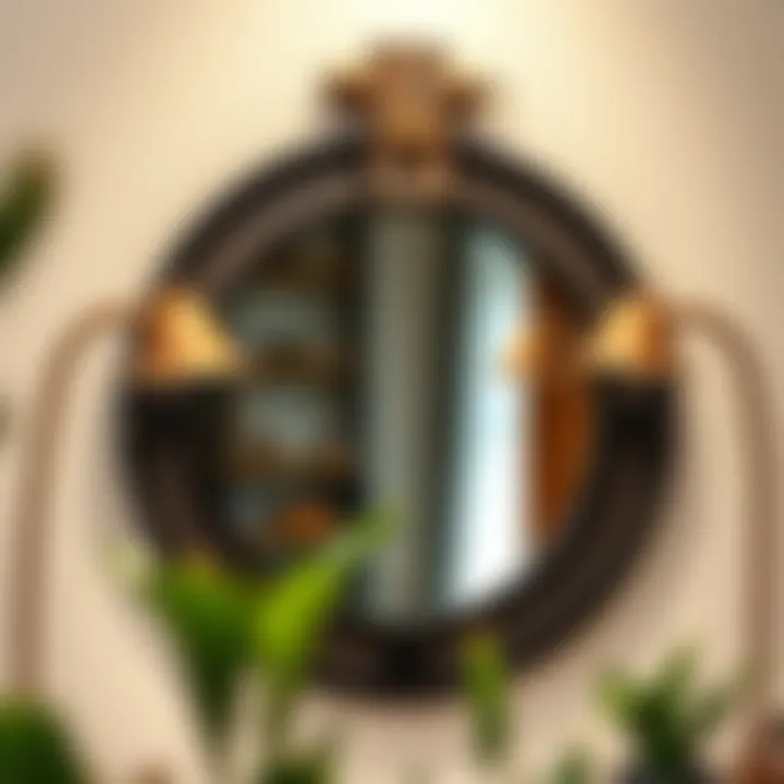 Industrial-style wall mirror incorporating metal elements