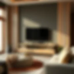 Stylish wall-mounted TV setup in a cozy living room