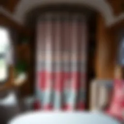 Elegant caravan shower curtain enhancing small space aesthetics