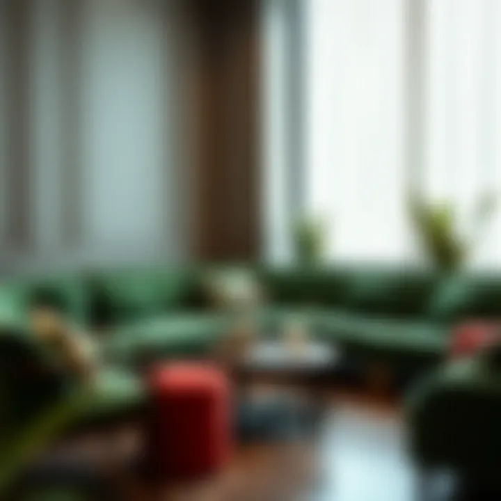 Elegant interior featuring green corner seating