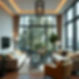 Elegant living room featuring window film