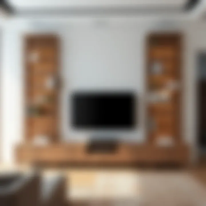 Elegant material options for bookshelf TV units