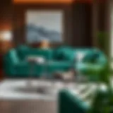 Emerald Green L Sofa Elegance Elegant emerald green L sofa in a modern living room setting