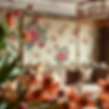 Floral Aesthetics: Framed Wallpaper in a Cozy Ambiance Aesthetic framed wallpaper with floral motifs in a cozy room