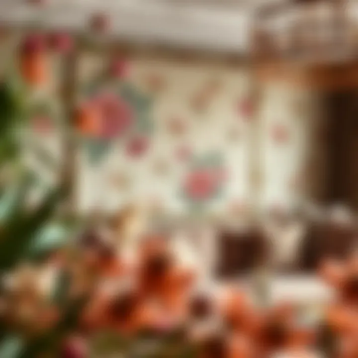 Floral Aesthetics: Framed Wallpaper in a Cozy Ambiance Aesthetic framed wallpaper with floral motifs in a cozy room